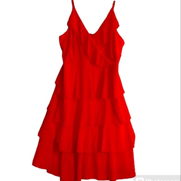 Eilly Bazar Red Sleeveless Ruffle Plus Party Dress 2XL - Picture 1 of 9